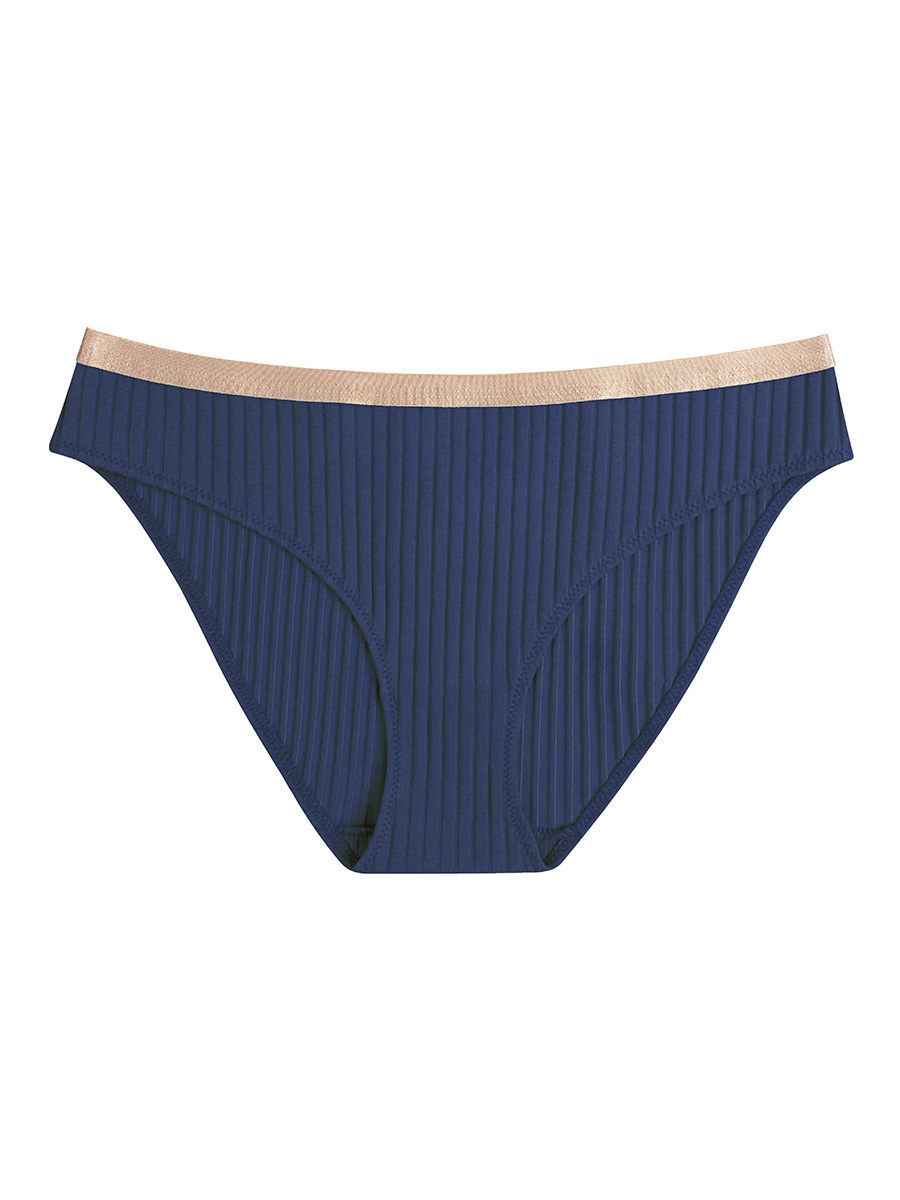 Bikini Briefs | Ribbed Cotton | Navy - Image 2