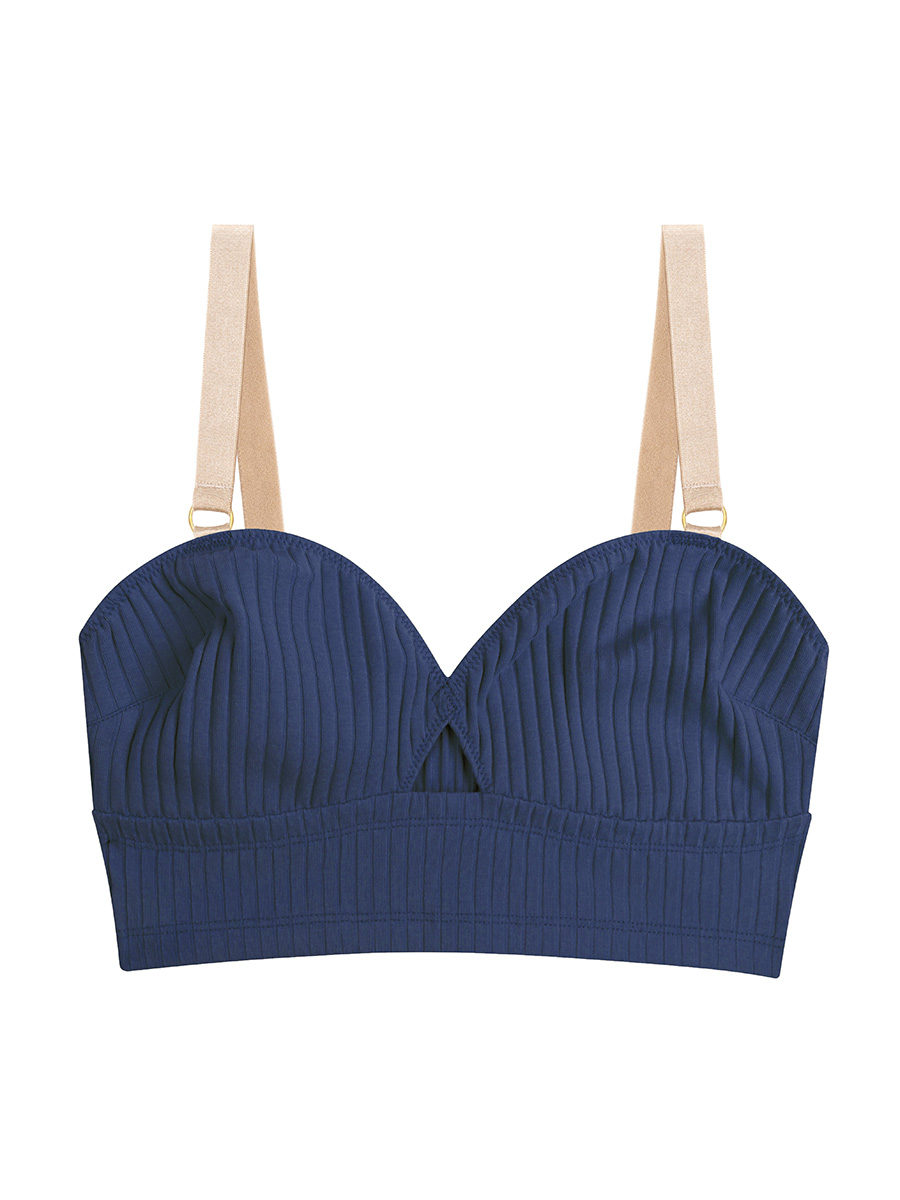 Top-bralette | Ribbed Cotton | Navy - Image 3